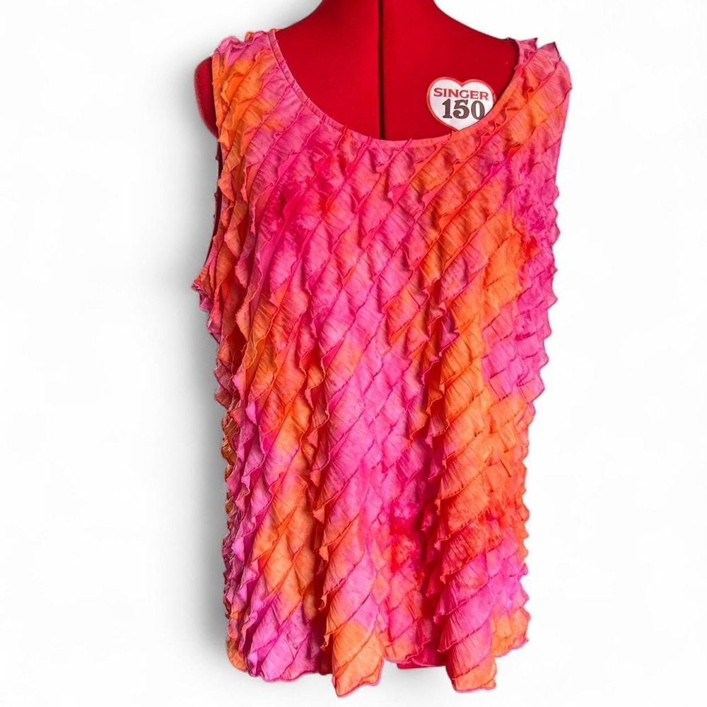 Dressbarn Y2K Pink & Orange Ruffle Tank Top Size 22/24 Plus Size Fairycore